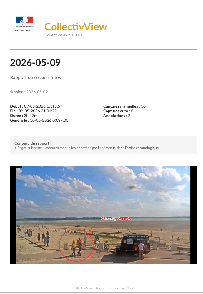 Rapport PDF de session Retex CollectivView